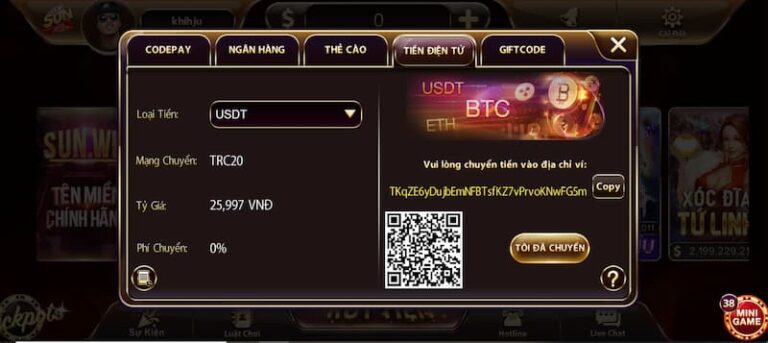 sao chép địa chỉ ví được cổng game